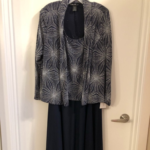NWT Cachet navy/silver evening dress 👗 - Picture 1 of 6